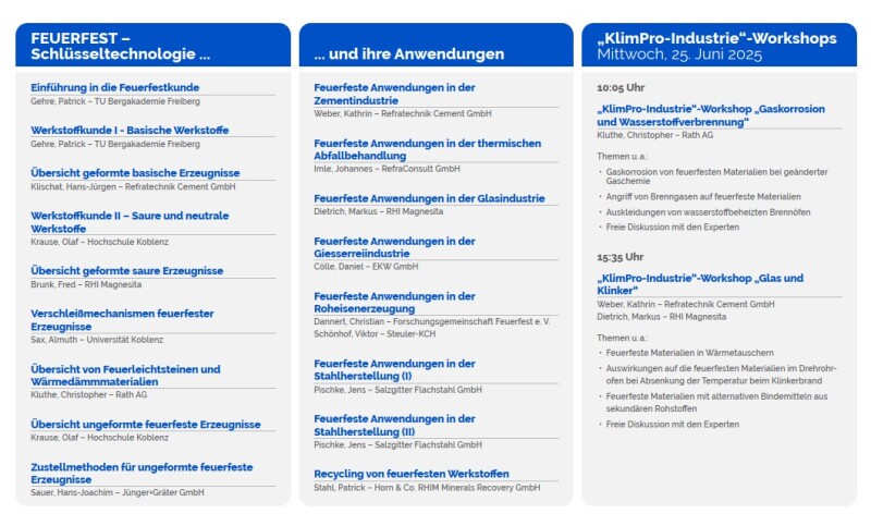 Programm und Themen Feuerfest-Seminar